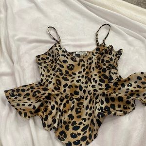 Worn once Ronny Kobo Crop Top, Brown, Animal Print, and Sleeveless with V-Neck